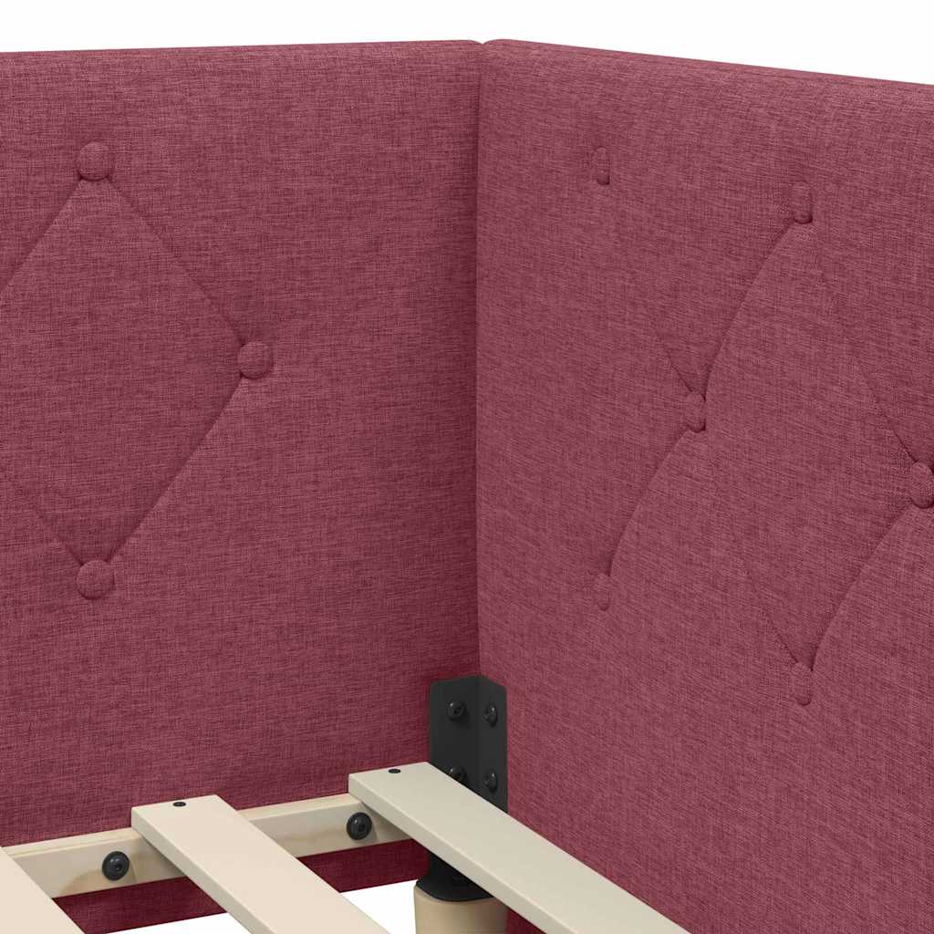 Cornice del letto ad angolo Rosso Vino 100 x 200 cm Tessuto | homemem39