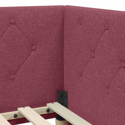 Cornice del letto ad angolo Rosso Vino 100 x 200 cm Tessuto | homemem39