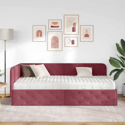 Cornice del letto ad angolo Rosso Vino 100 x 200 cm Tessuto | homemem39