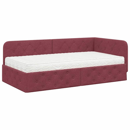 Cornice del letto ad angolo Rosso Vino 100 x 200 cm Tessuto | homemem39