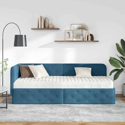 Cornice del letto ad angolo Blu 80 x 200 cm Velluto | homemem39