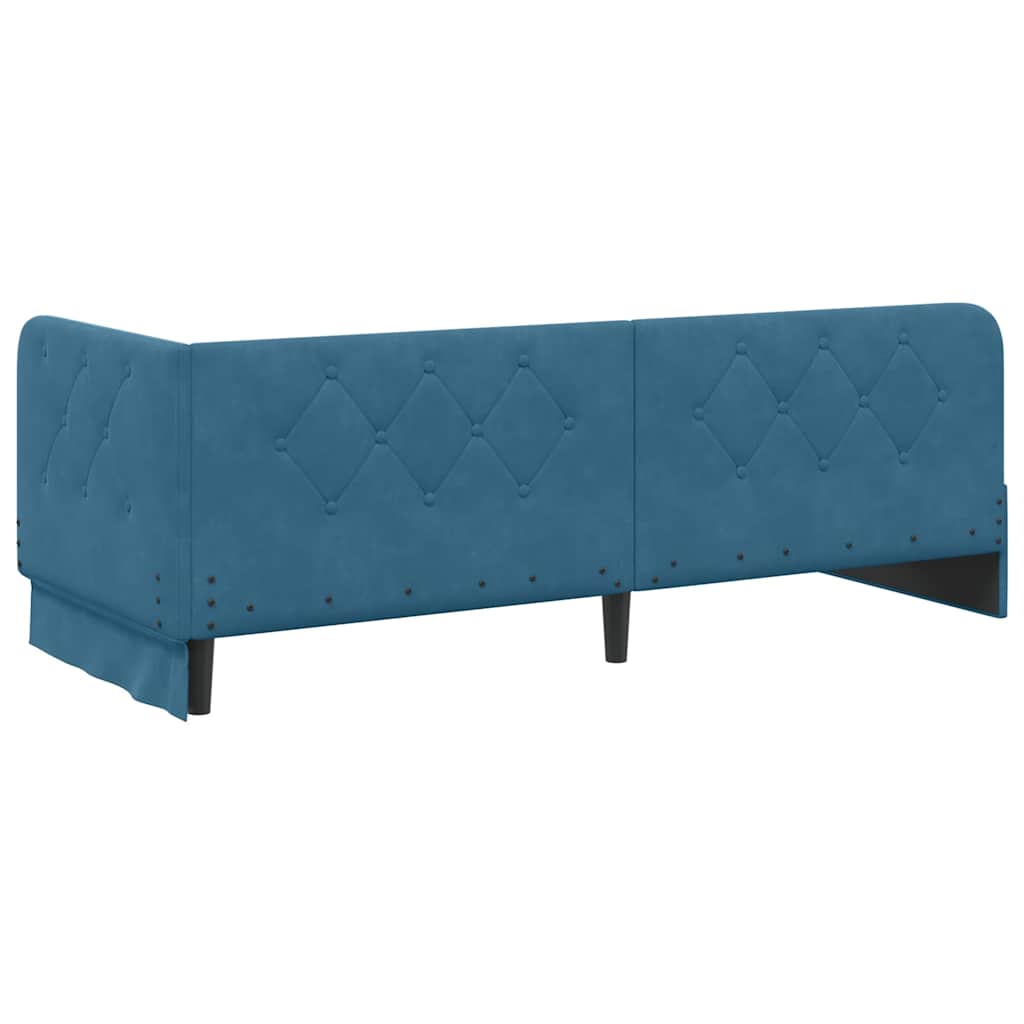 Cornice del letto ad angolo Blu 80 x 200 cm Velluto | homemem39