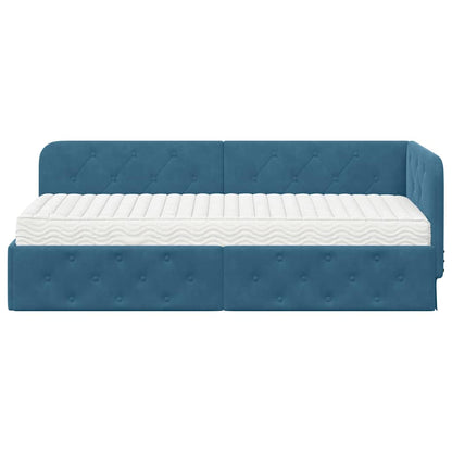 Cornice del letto ad angolo Blu 80 x 200 cm Velluto | homemem39