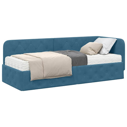 Cornice del letto ad angolo Blu 80 x 200 cm Velluto | homemem39