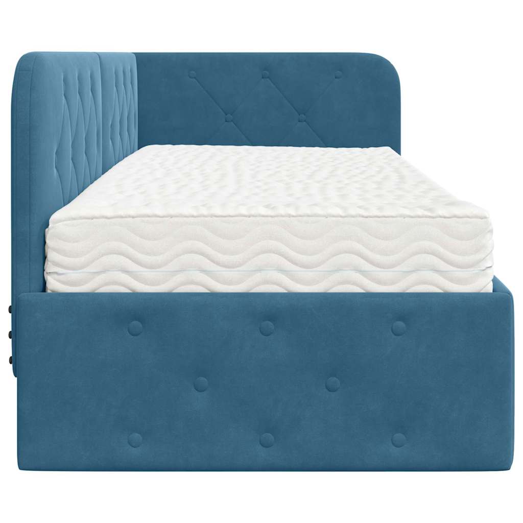 Cornice del letto ad angolo Blu 80 x 200 cm Velluto | homemem39