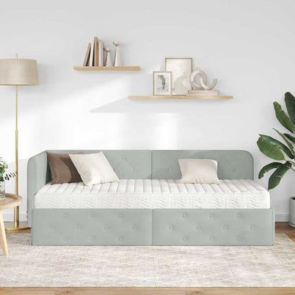 Cornice del letto ad angolo Grigio chiaro 80 x 200 cm Velluto | homemem39