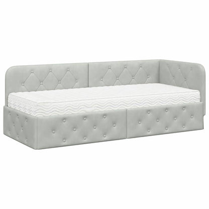 Cornice del letto ad angolo Grigio chiaro 80 x 200 cm Velluto | homemem39