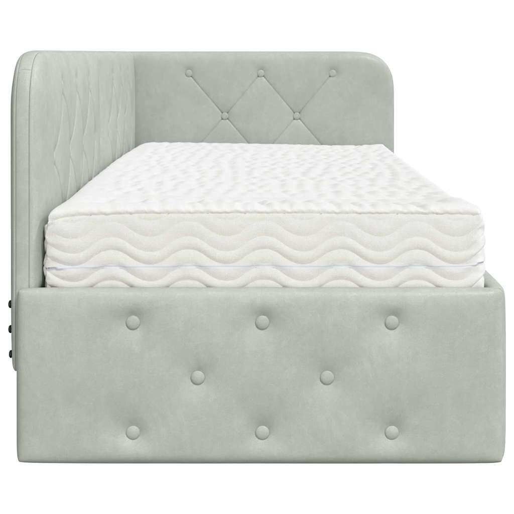 Cornice del letto ad angolo Grigio chiaro 80 x 200 cm Velluto | homemem39