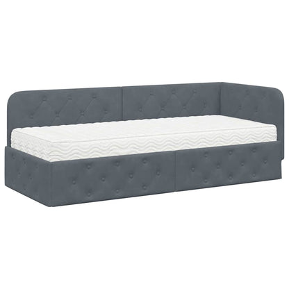 Cornice del letto ad angolo Grigio scuro 80 x 200 cm Velluto | homemem39