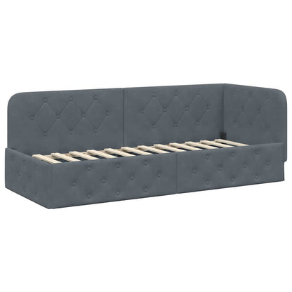 Cornice del letto ad angolo Grigio scuro 80 x 200 cm Velluto | homemem39