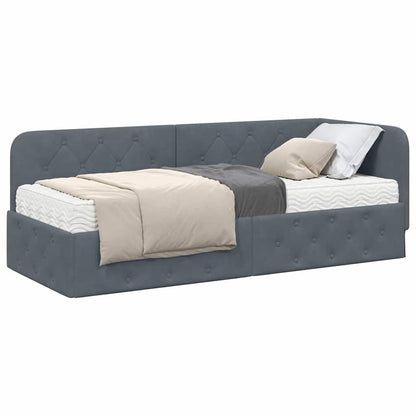 Cornice del letto ad angolo Grigio scuro 80 x 200 cm Velluto | homemem39