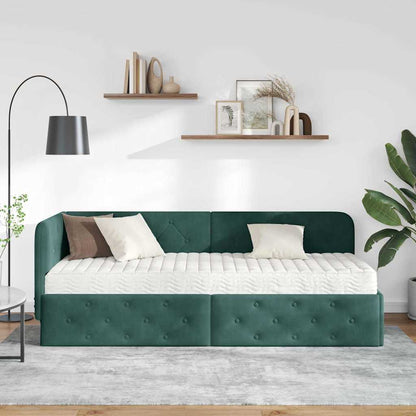 Cornice del letto ad angolo Verde Scuro 80 x 200 cm Velluto | homemem39