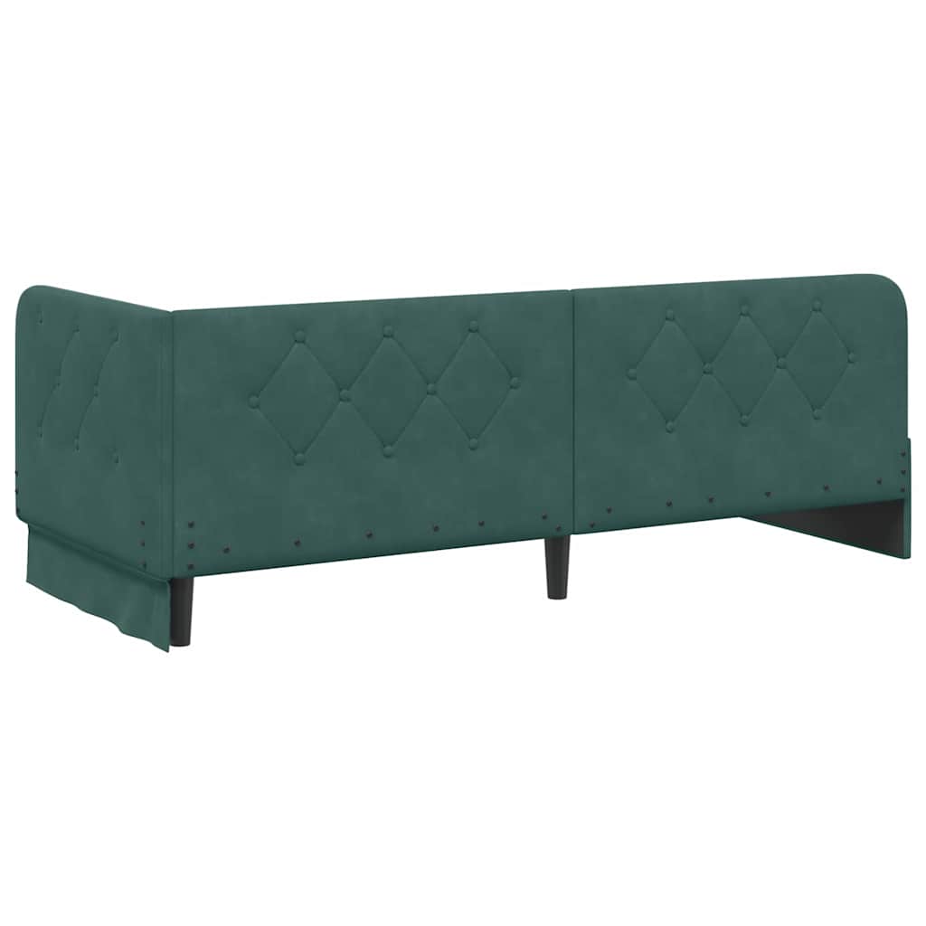 Cornice del letto ad angolo Verde Scuro 80 x 200 cm Velluto | homemem39