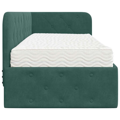 Cornice del letto ad angolo Verde Scuro 80 x 200 cm Velluto | homemem39