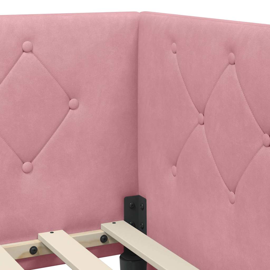 Cornice del letto ad angolo Rosa 80 x 200 cm Velluto | homemem39