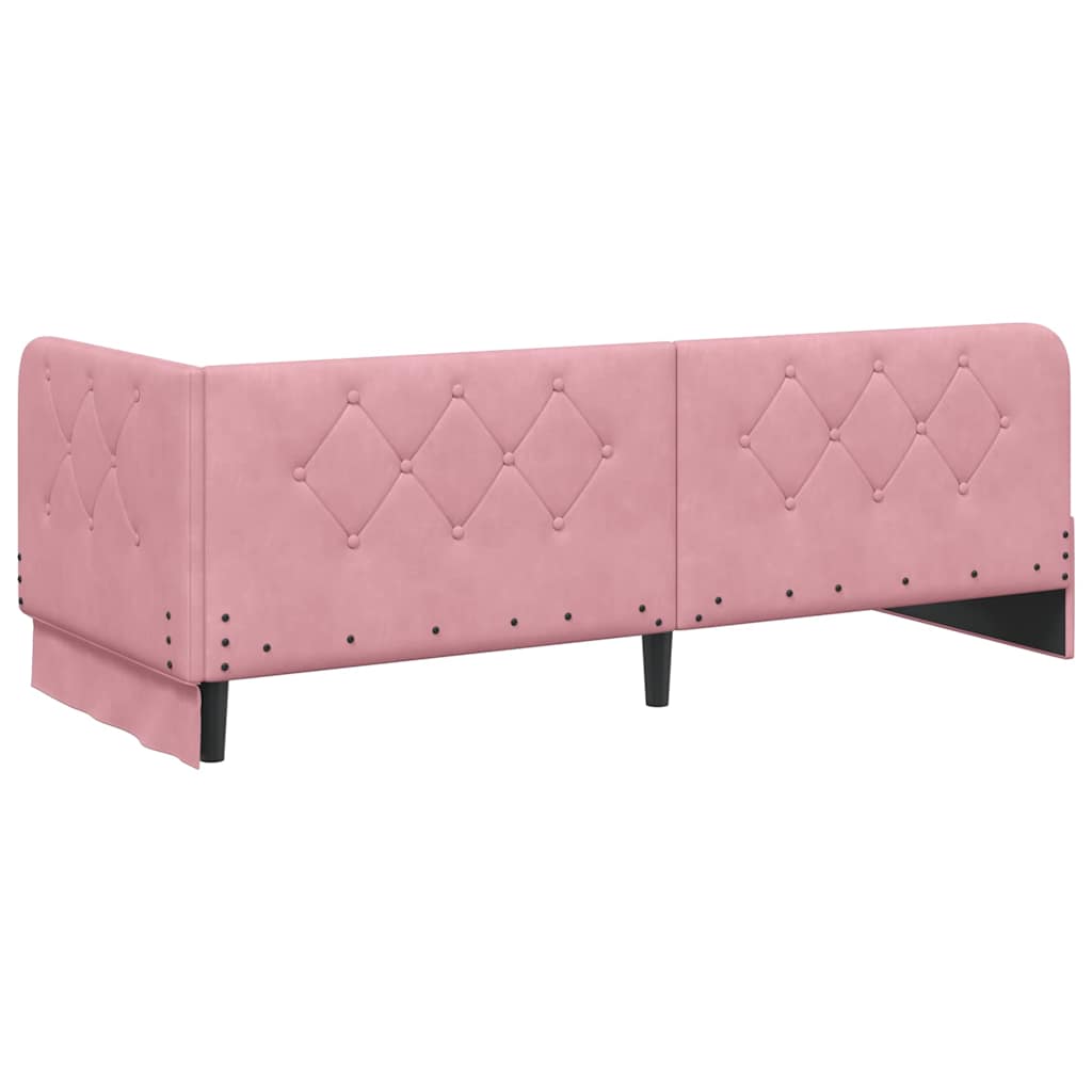 Cornice del letto ad angolo Rosa 80 x 200 cm Velluto | homemem39