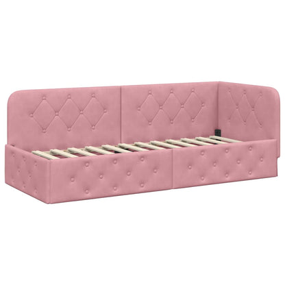 Cornice del letto ad angolo Rosa 80 x 200 cm Velluto | homemem39