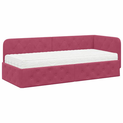 Cornice del letto ad angolo Rosso Vino 80 x 200 cm Velluto | homemem39