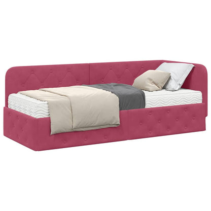 Cornice del letto ad angolo Rosso Vino 80 x 200 cm Velluto | homemem39