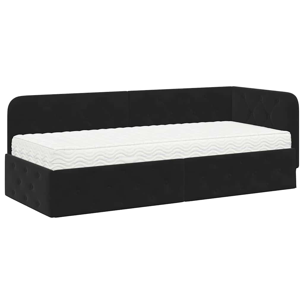 Cornice del letto ad angolo Nero 80 x 200 cm Velluto | homemem39