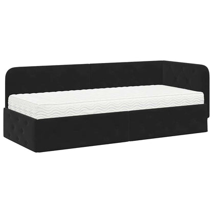 Cornice del letto ad angolo Nero 80 x 200 cm Velluto | homemem39