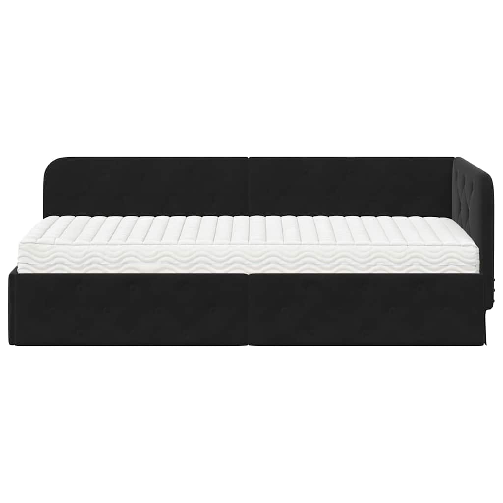 Cornice del letto ad angolo Nero 80 x 200 cm Velluto | homemem39