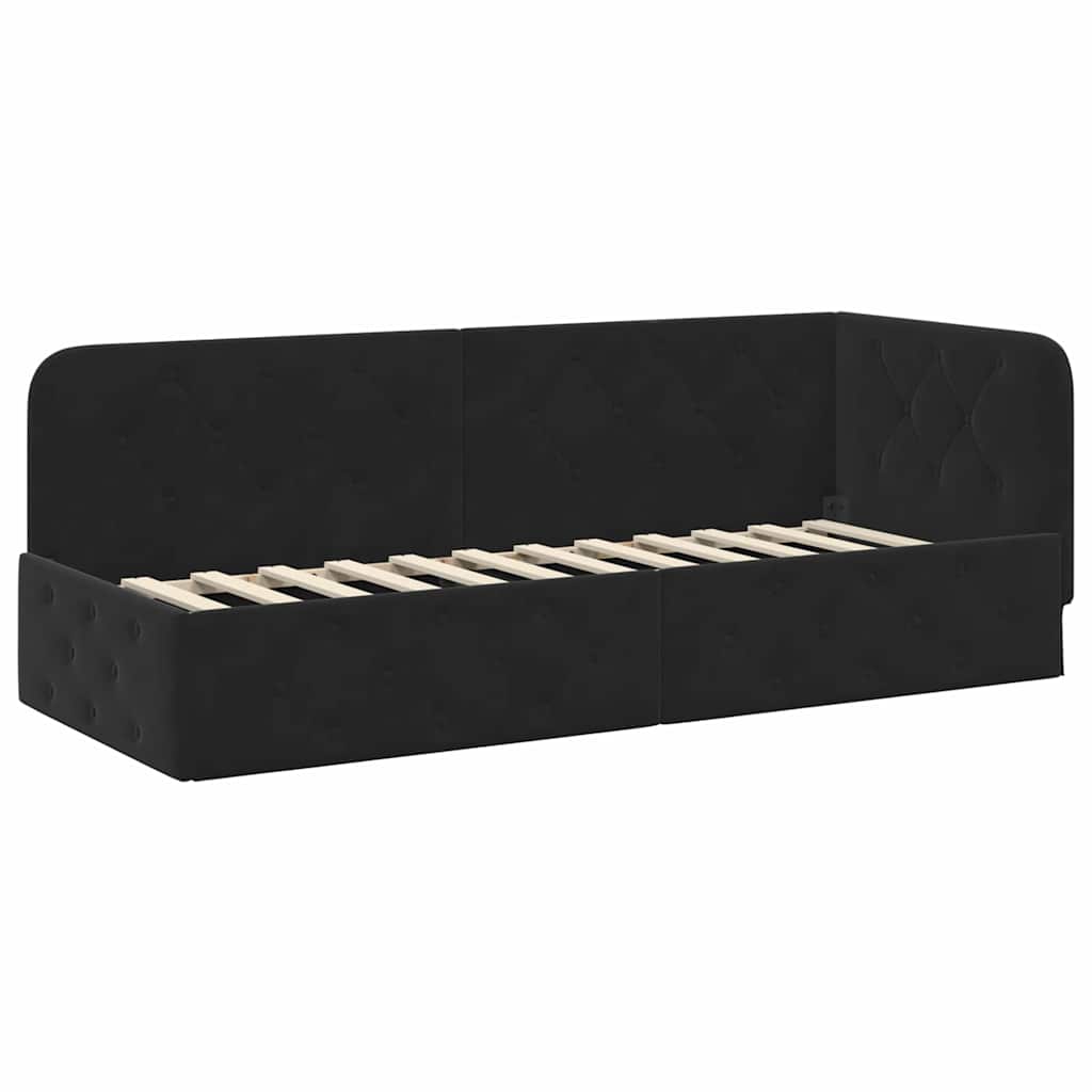 Cornice del letto ad angolo Nero 80 x 200 cm Velluto | homemem39