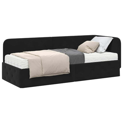 Cornice del letto ad angolo Nero 80 x 200 cm Velluto | homemem39