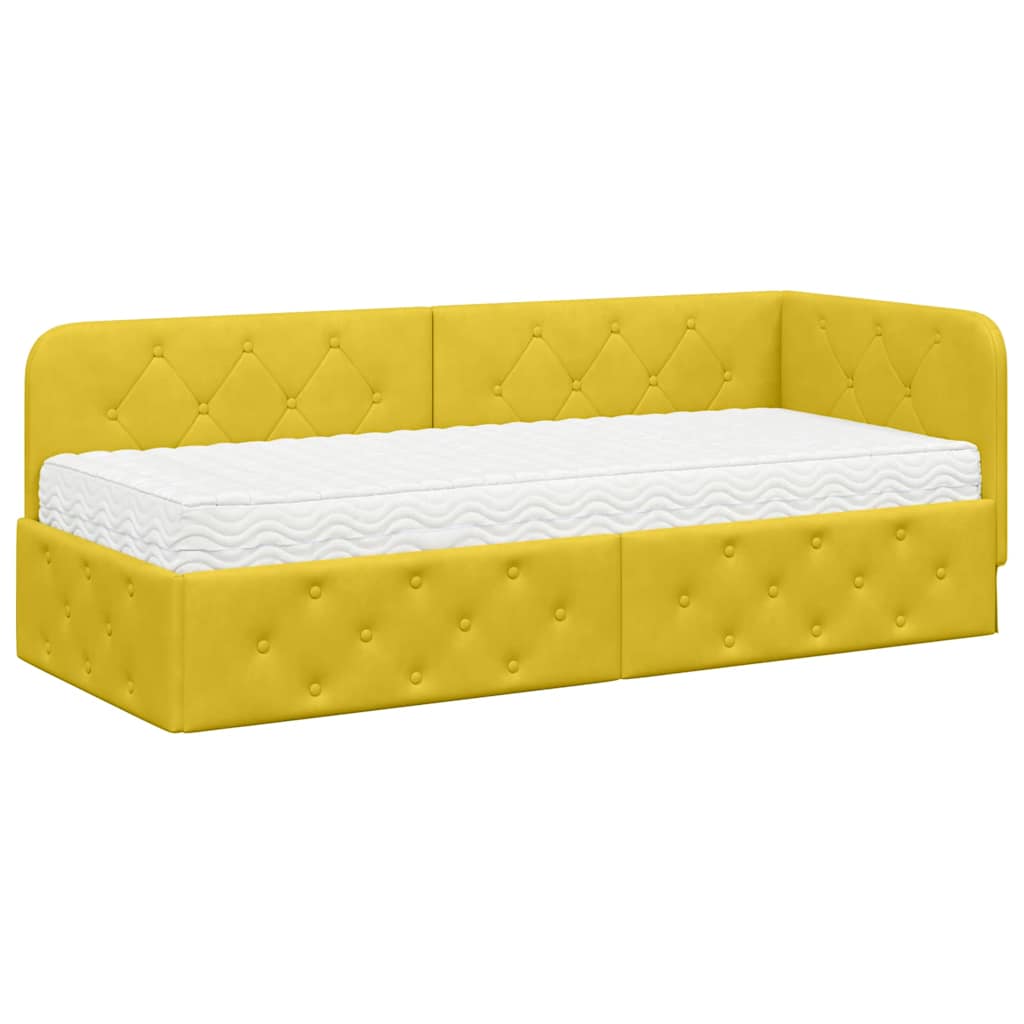 Cornice del letto ad angolo Giallo 80 x 200 cm Velluto | homemem39