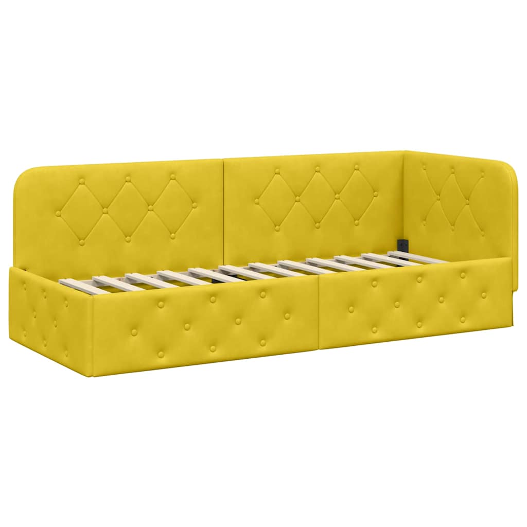 Cornice del letto ad angolo Giallo 80 x 200 cm Velluto | homemem39