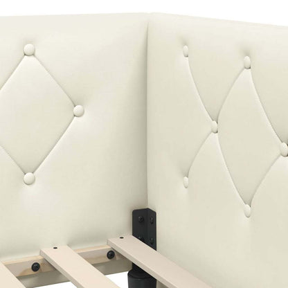 Cornice del letto ad angolo Crema 80 x 200 cm Velluto | homemem39