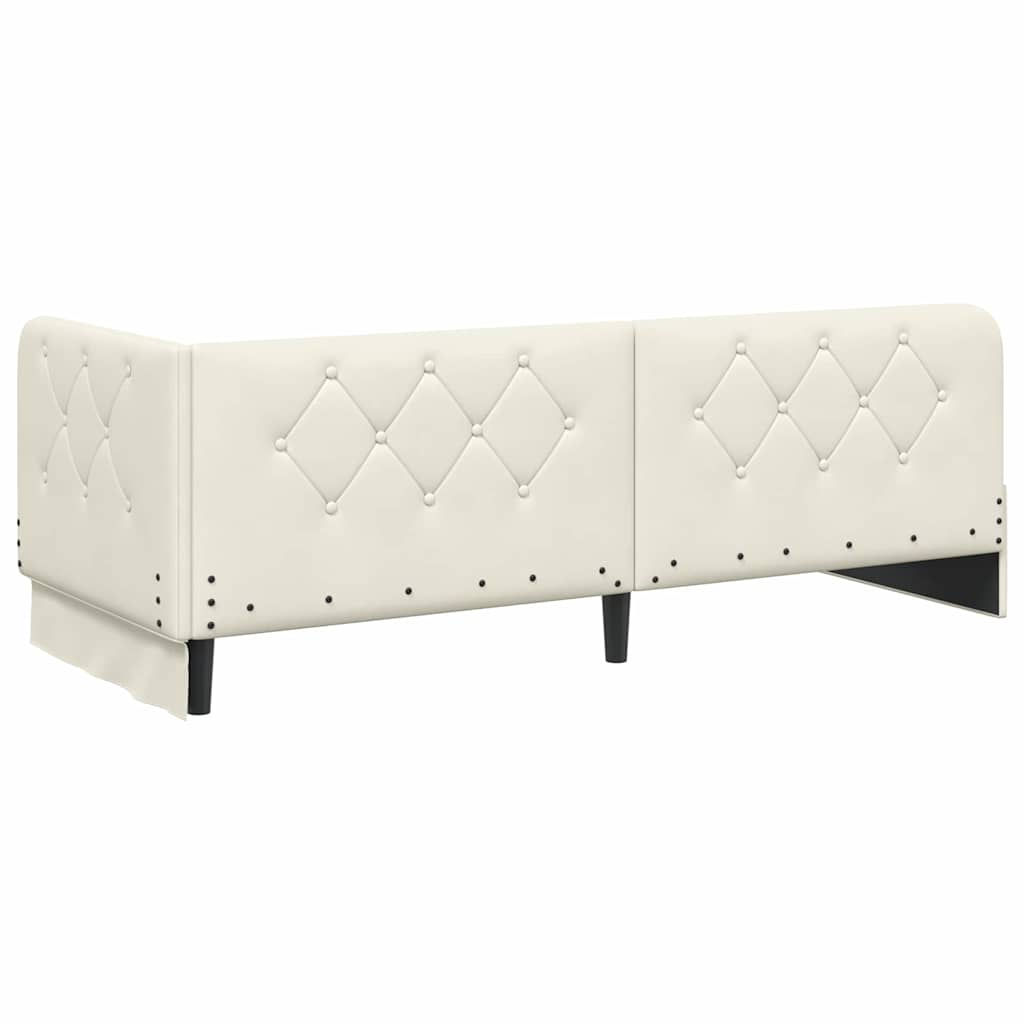 Cornice del letto ad angolo Crema 80 x 200 cm Velluto | homemem39