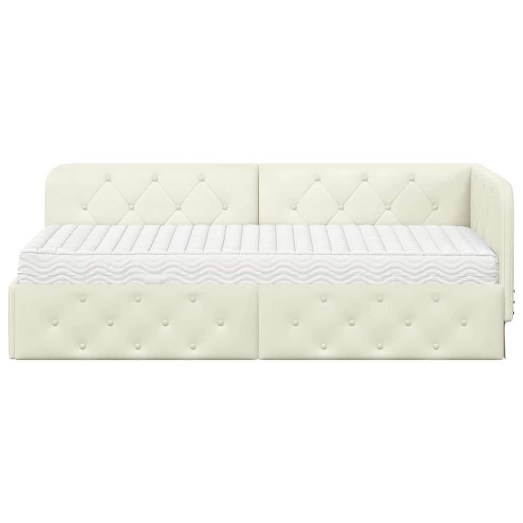 Cornice del letto ad angolo Crema 80 x 200 cm Velluto | homemem39