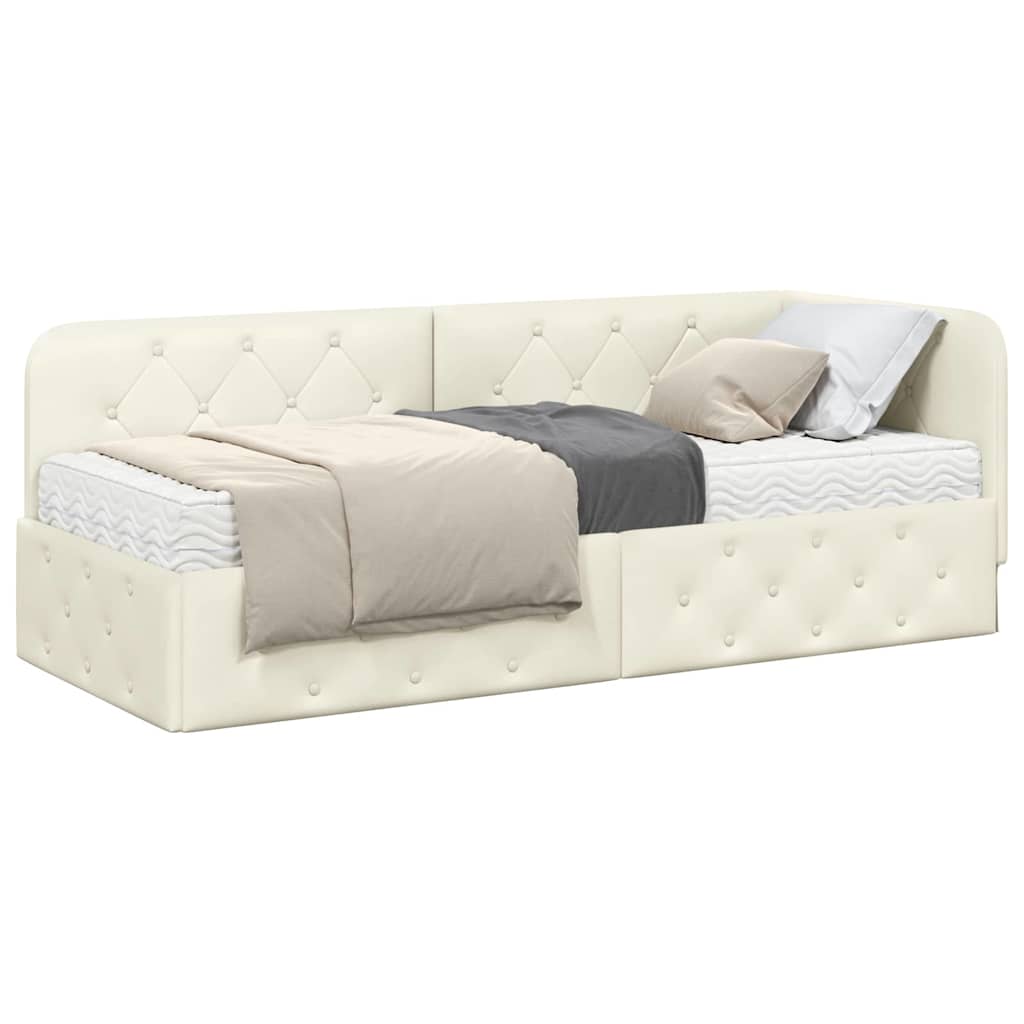 Cornice del letto ad angolo Crema 80 x 200 cm Velluto | homemem39