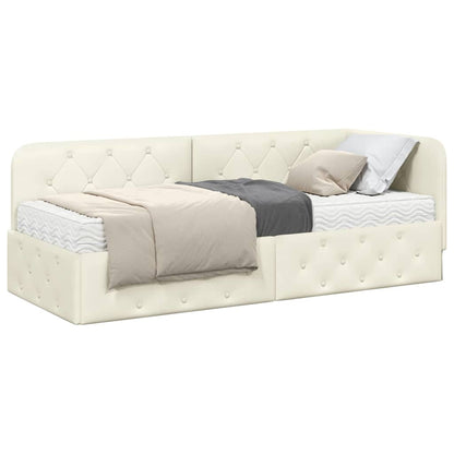 Cornice del letto ad angolo Crema 80 x 200 cm Velluto | homemem39