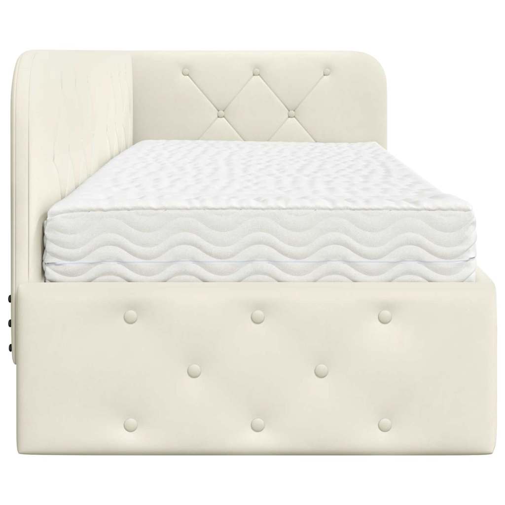 Cornice del letto ad angolo Crema 80 x 200 cm Velluto | homemem39