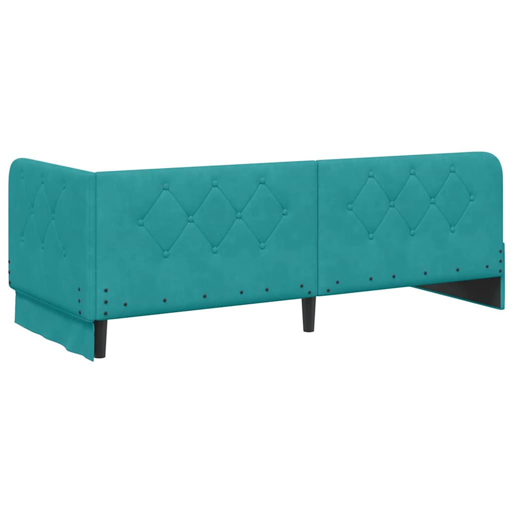 Cornice del letto ad angolo Turchese 80 x 200 cm Velluto | homemem39