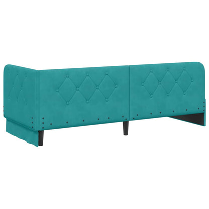 Cornice del letto ad angolo Turchese 80 x 200 cm Velluto | homemem39