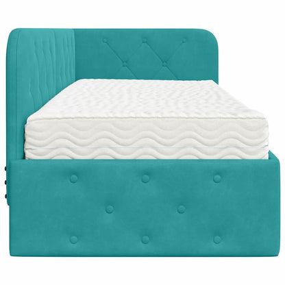 Cornice del letto ad angolo Turchese 80 x 200 cm Velluto | homemem39