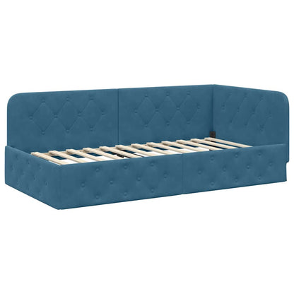 Cornice del letto ad angolo Blu 90 x 190 cm Velluto | homemem39