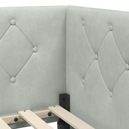 Cornice del letto ad angolo Grigio chiaro 90 x 190 cm Velluto | homemem39