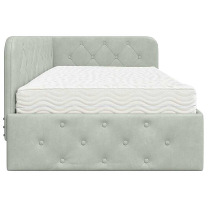 Cornice del letto ad angolo Grigio chiaro 90 x 190 cm Velluto | homemem39