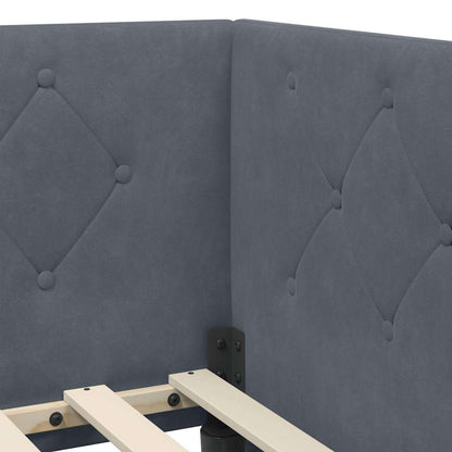 Cornice del letto ad angolo Grigio scuro 90 x 190 cm Velluto | homemem39