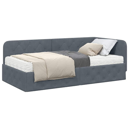 Cornice del letto ad angolo Grigio scuro 90 x 190 cm Velluto | homemem39