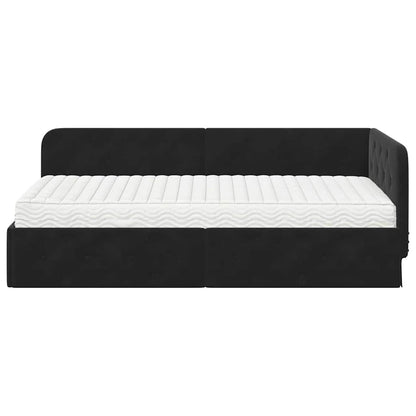 Cornice del letto ad angolo Nero 90 x 190 cm Velluto | homemem39