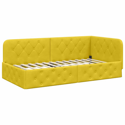 Cornice del letto ad angolo Giallo 90 x 190 cm Velluto | homemem39
