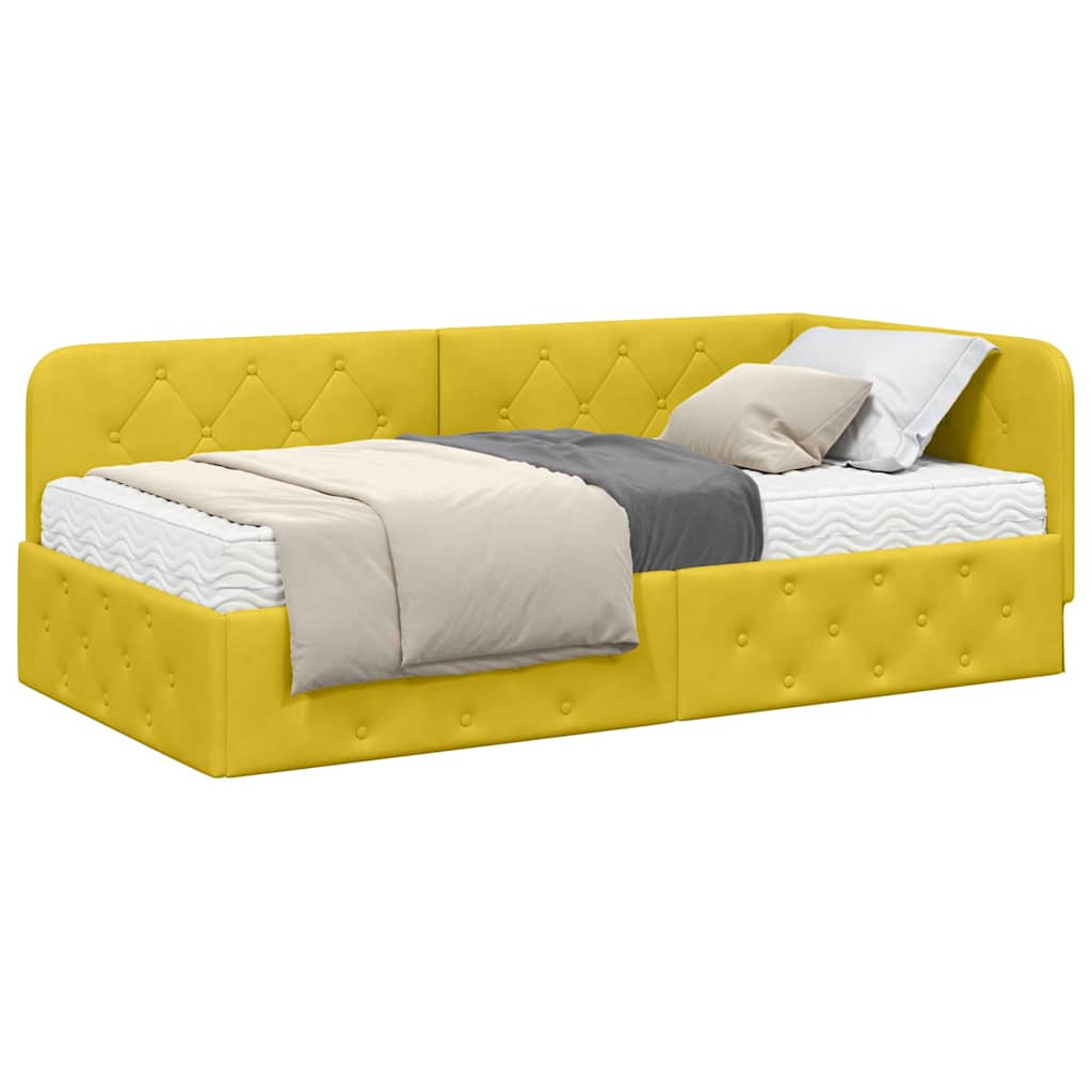 Cornice del letto ad angolo Giallo 90 x 190 cm Velluto | homemem39