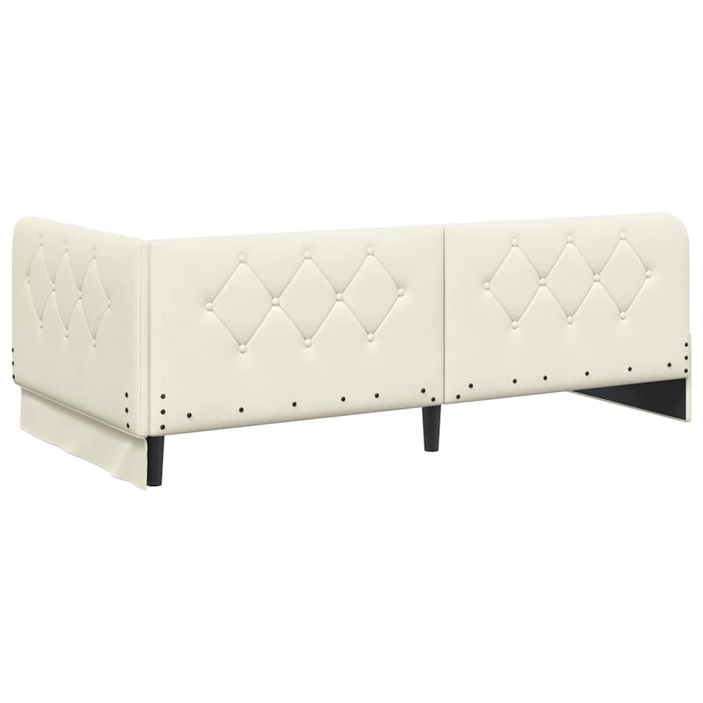 Cornice del letto ad angolo Crema 90 x 190 cm Velluto