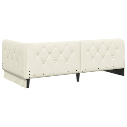 Cornice del letto ad angolo Crema 90 x 190 cm Velluto