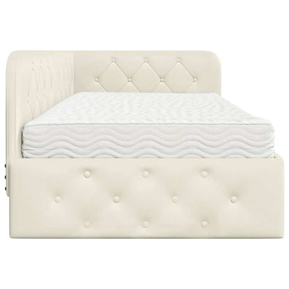 Cornice del letto ad angolo Crema 90 x 190 cm Velluto